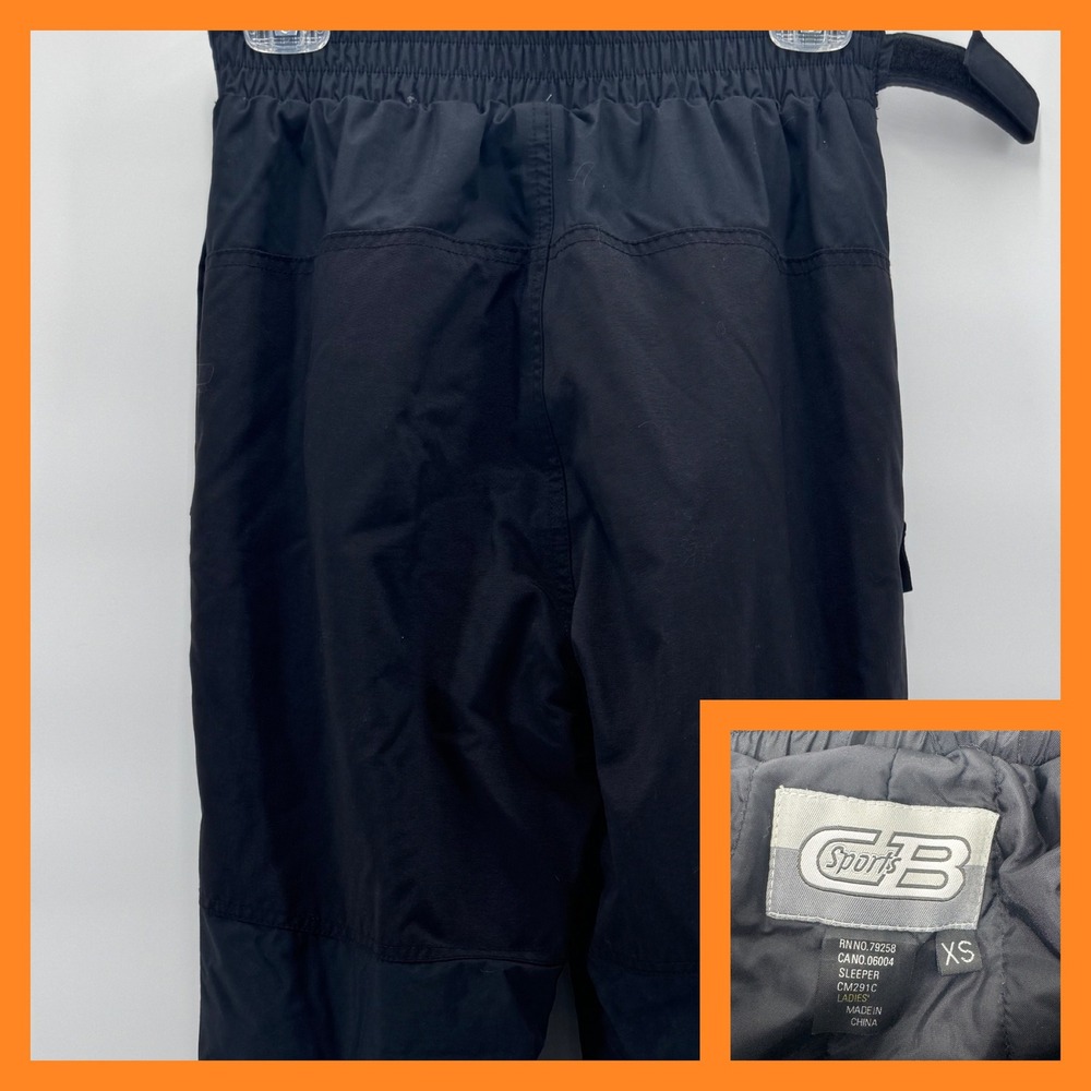 CB Sports Womens Snow Ski Pants Black Adjustable Waist XS Extra Small